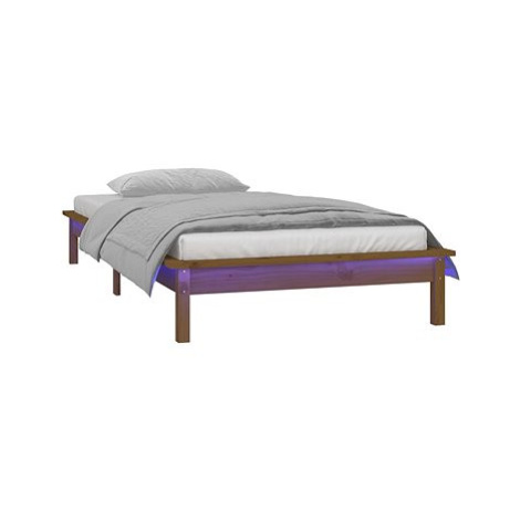 Rám postele s LED světlem medově hnědý 100×200 cm masivní dřevo, 820599 SHUMEE