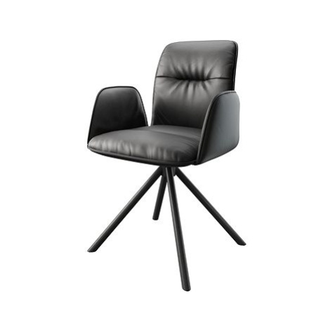 DELIFE Otočná židle Vinja-Flex černá pravá kůže křížová podnož kulatá otočná černá