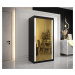 Šatní skříň Abi Golden T3 Barva korpusu: Černá, Rozměry: 120 cm, Dveře: Bílý Marmur + zlaté zrca