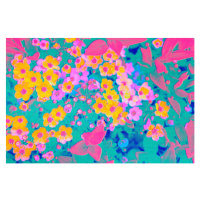 Ilustrace Neon pink, orange, yellow, turquoise abstract, Aleksandra Konoplia, 40 × 26.7 cm