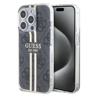 Pouzdro Guess IML 4G Gold Stripe zadní kryt Apple iPhone 15 PRO Black