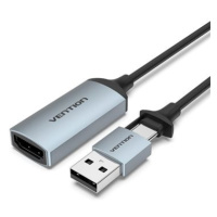 Vention HDMI Female to USB-C / USB-A Male Video Capture Card 0.1M Gray