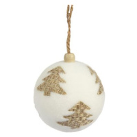 H&L Vánoční ozdoba koule 8cm, bílá slámový stromek