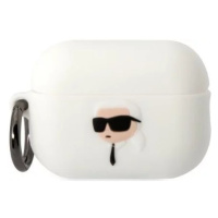 Pouzdro Karl Lagerfeld AirPods Pro 2 cover white Silicone Karl Head 3D (KLAP2RUNIKH)
