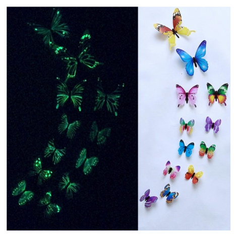 Popron.cz Fluorescenční svítící motýli - 12 ks APT (Mix barev)