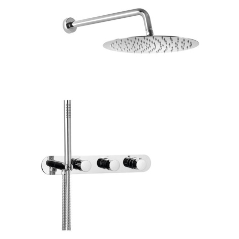 SAPHO Podomítkový sprchový set s termostatickou baterií a držákem ruční sprchy, 2 výstupy, kulat