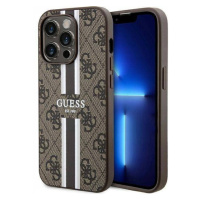 Pouzdro Guess Printed Stripes Magsafe Pro Iphone 15 Pro Hnědé