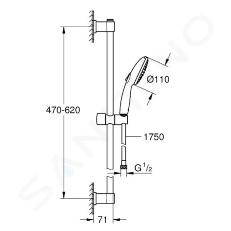 GROHE Vitalio Start Set sprchové hlavice, tyče a hadice, 2 proudy, matná černá 279482431