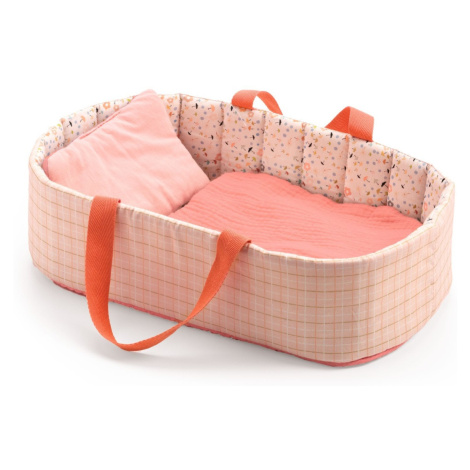 Pomea - textilní košík pro panenky na spaní - růžová DJECO