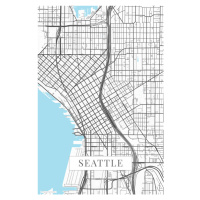 Mapa Seattle white, (26.7 x 40 cm)