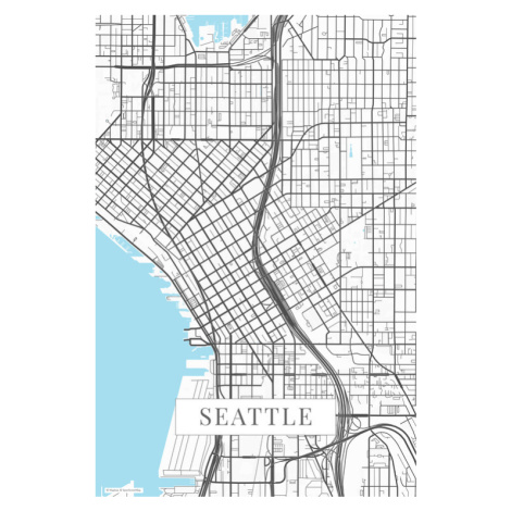 Mapa Seattle white, 26.7x40 cm