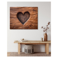 Obrazy na stěnu - Dřevěné srdce Rozměr: 40x50 cm, Rámování: vypnuté plátno na rám