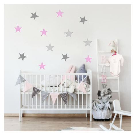Dětské samolepky na zeď - Růžové hvězdy INSPIO