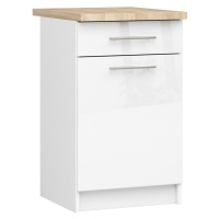 Ak furniture Kuchyňská skříňka Olivie S 50 cm 1D 1S bílá/bílý lesk/dub sonoma