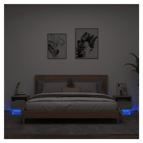 vidaXL Noční stolky s LED osvětlením 2 ks šedé sonoma 40 x 39 x 37 cm