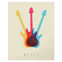 Ilustrace Music concept icon electric guitar color design, cienpies, 30 × 40 cm