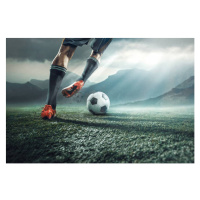 Umělecká fotografie Legs of soccer player kicking the ball, anton5146, (40 x 26.7 cm)