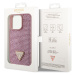 Zadní kryt Guess Rhinestones Triangle Metal Logo pro Apple iPhone 14 Pro, růžová
