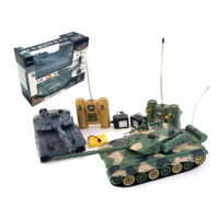 Teddies RC sada tanků 2 ks RTR 33 cm + dobíjecí pack tanková bitva se zvukem modrá a zelená 1:28