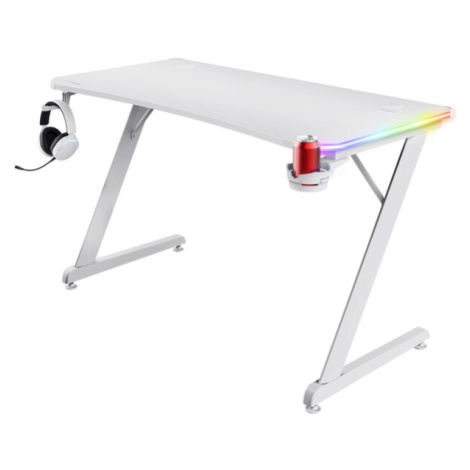 Trust GXT709W Luminius RGB herní stůl, bílá