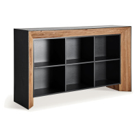 Estila Luxusní moderní nízká knihovna Escuro v černé barvě s designovým rámem z hnědého dřeva 18