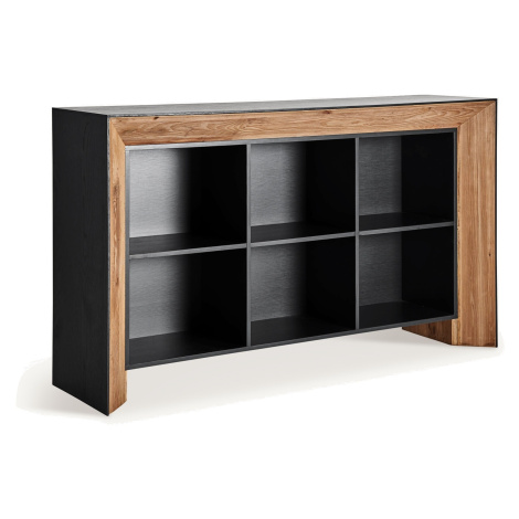 Estila Luxusní moderní nízká knihovna Escuro v černé barvě s designovým rámem z hnědého dřeva 18