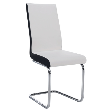 Jídelní židle NEANA, ekokůže bílá / černá + chrom Tempo Kondela