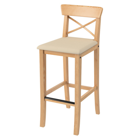 Dekoria Potah na barovou židli Ingolf s čalouněným sedákem, bílá káva, Ingolf, Cotton Panama, 70