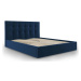 Tmavě modrá čalouněná dvoulůžková postel s úložným prostorem s roštem 180x200 cm Nerin – Mazzini