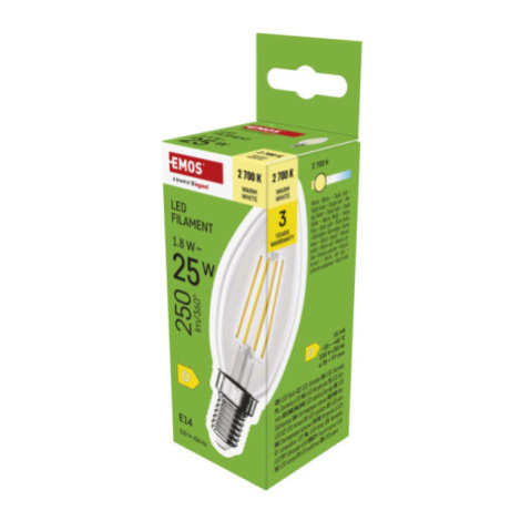 EMOS LED FLM CANDLE 1,8W(25W) 250lm E14 WW, 1525731248