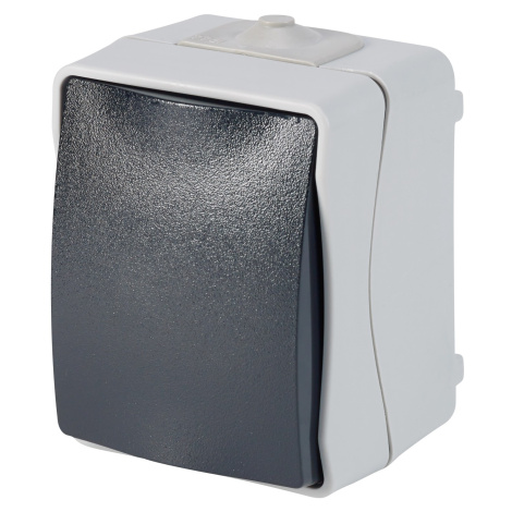 Vypínač/přepínač do vlhkého prostředí IP44, šedý