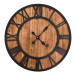 Vintage nástěnné hodiny se strojkem Quartz dřevo a kov 60cm XXL