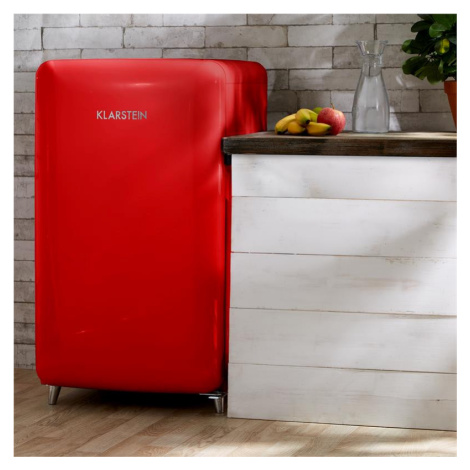 Klarstein PopArt-Bar červená chladnička, 136L retro design, 3 patra, přihrádka na zeleninu, A +