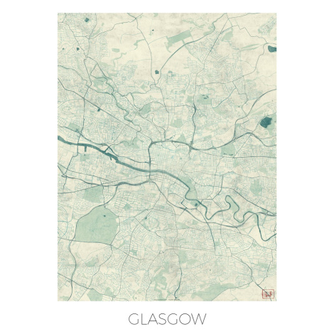 Mapa Glasgow, Hubert Roguski, (30 x 40 cm)