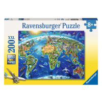 Ravensburger 12722 puzzle velká mapa světa 200 dílků xxl