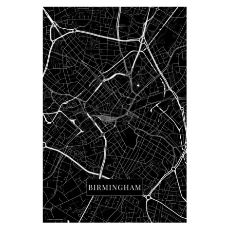 Mapa Birmingham black, 26.7 × 40 cm