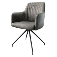 DELIFE Otočná židle Greg-Flex šedá vintage křížová podnož zaoblená otočná černá