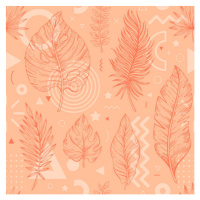 Umělecká fotografie 2024 peach palm leaf color pattern., o-che, (40 x 40 cm)
