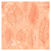 Fotografie 2024 peach palm leaf color pattern., o-che, 40 × 40 cm