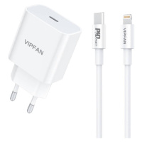 Síťová nabíječka Vipfan E04, USB-C, 20W, QC 3.0 + Lightning kabel (bílá)