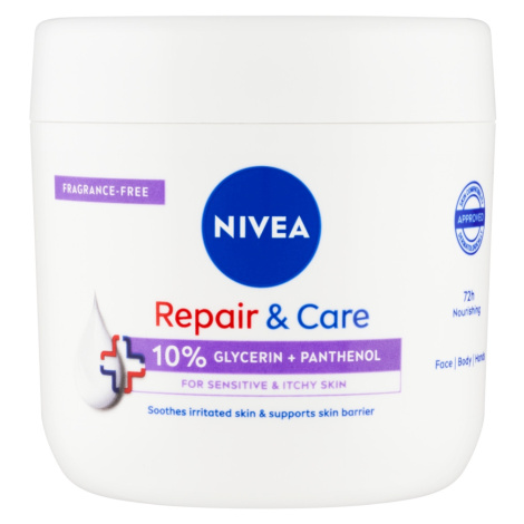 Nivea Hydratační tělový krém pro citlivou pokožku Repair & Care 400 ml