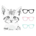 Yokodesign Samolepka na zeď - kočka v brýlích Velikost: XXL, Barva brýlí: mátová