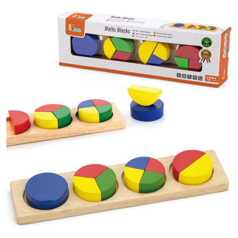 Viga Toys Dřevěné puzzle Viga Montessori Matematické bloky Zlomky