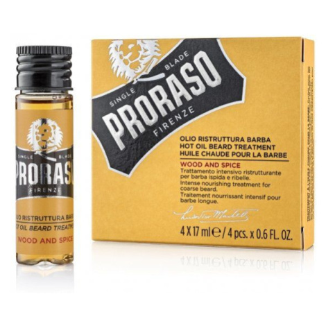 Proraso Hot Oil Beard Treatment ﻿Wood&amp;Spice - horký olej na bradu, 4x17 ml