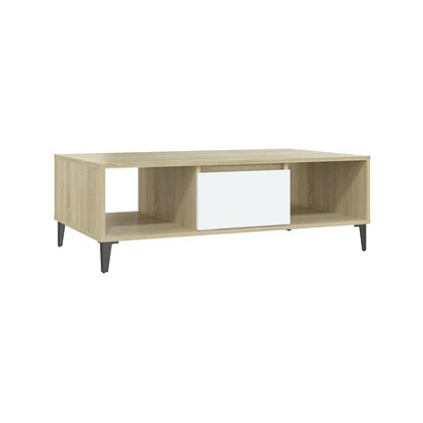 SHUMEE Konferenční stolek bílý a dub sonoma 103,5 × 60 × 35 cm dřevotříska, 806027