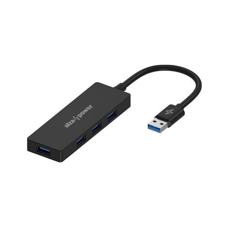 AlzaPower FlatCore USB-A (M) na 4× USB-A 3.0 (F) černý