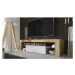 TV stolek HUGO dub wotan/bílá lesklá, 160 cm