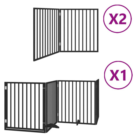 vidaXL Zábrana pro psy s dvířky skládací 8 panelů černá 640 cm topol