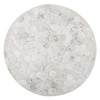 Kulatý kožený patchworkový koberec, ? 140 cm, stříbrný BOZKOY, 241928