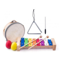 Woody Muzikální set (xylofon, tamburina/bubínek, triangl, 2 maracas vajíčka)